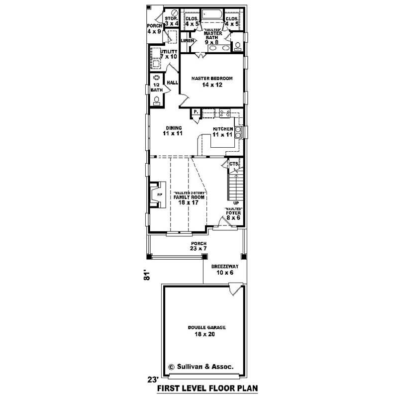 Floor Plan First Story of Small House Plans #170-2346