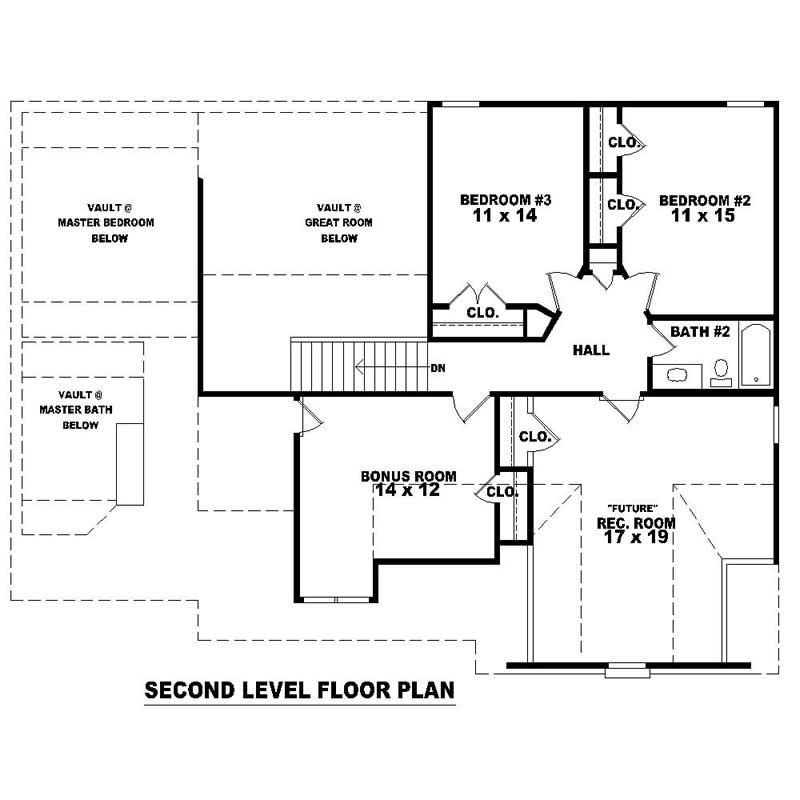 Floor Plan Second Story of Traditional Plan #170-2368