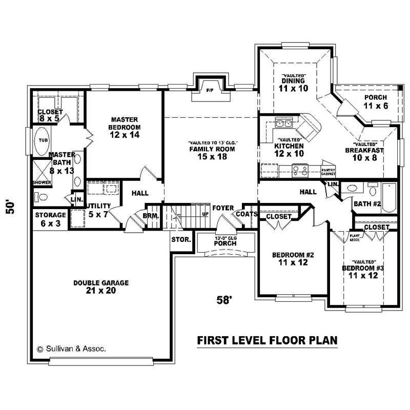 Floor Plan First Story of French Plan #170-2371