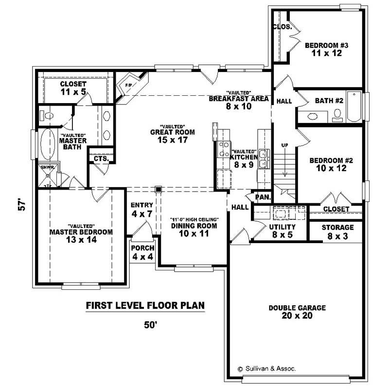 Floor Plan First Story of French Plan #170-2377
