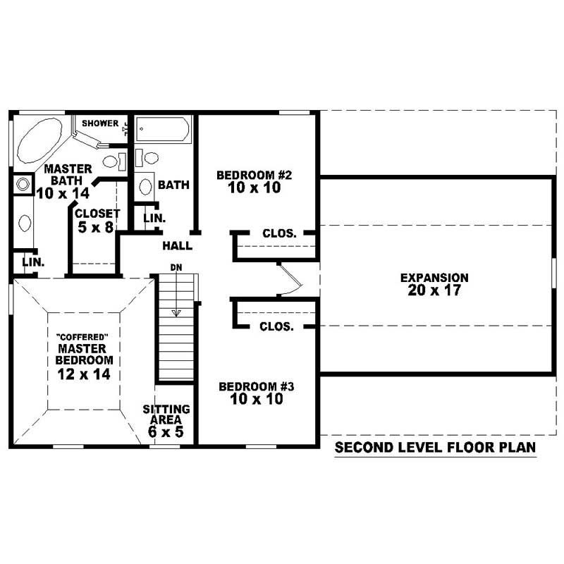 Floor Plan Second Story of Traditional Plan #170-2415