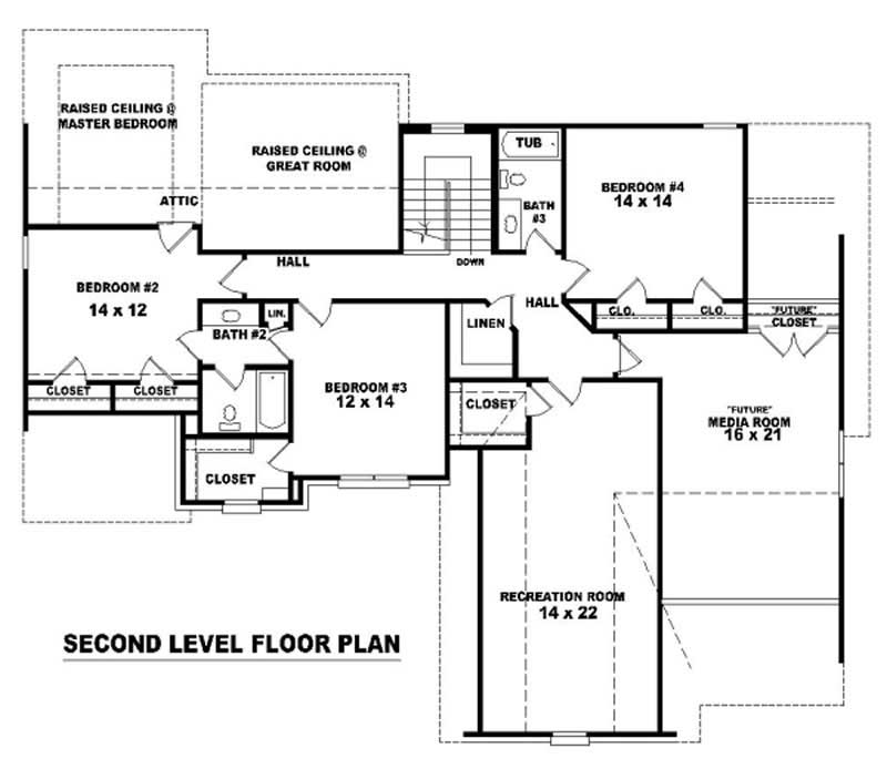 Floor Plan Second Story of French Plan #170-2447