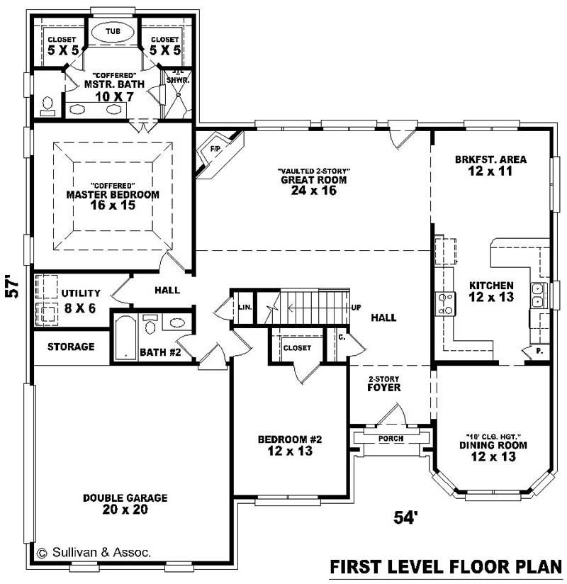 Floor Plan First Story of French Plan #170-2448