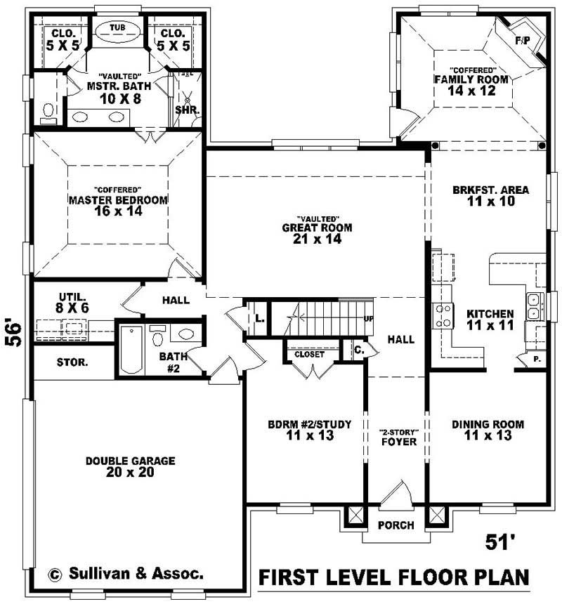 Floor Plan First Story of Traditional Plan #170-2449