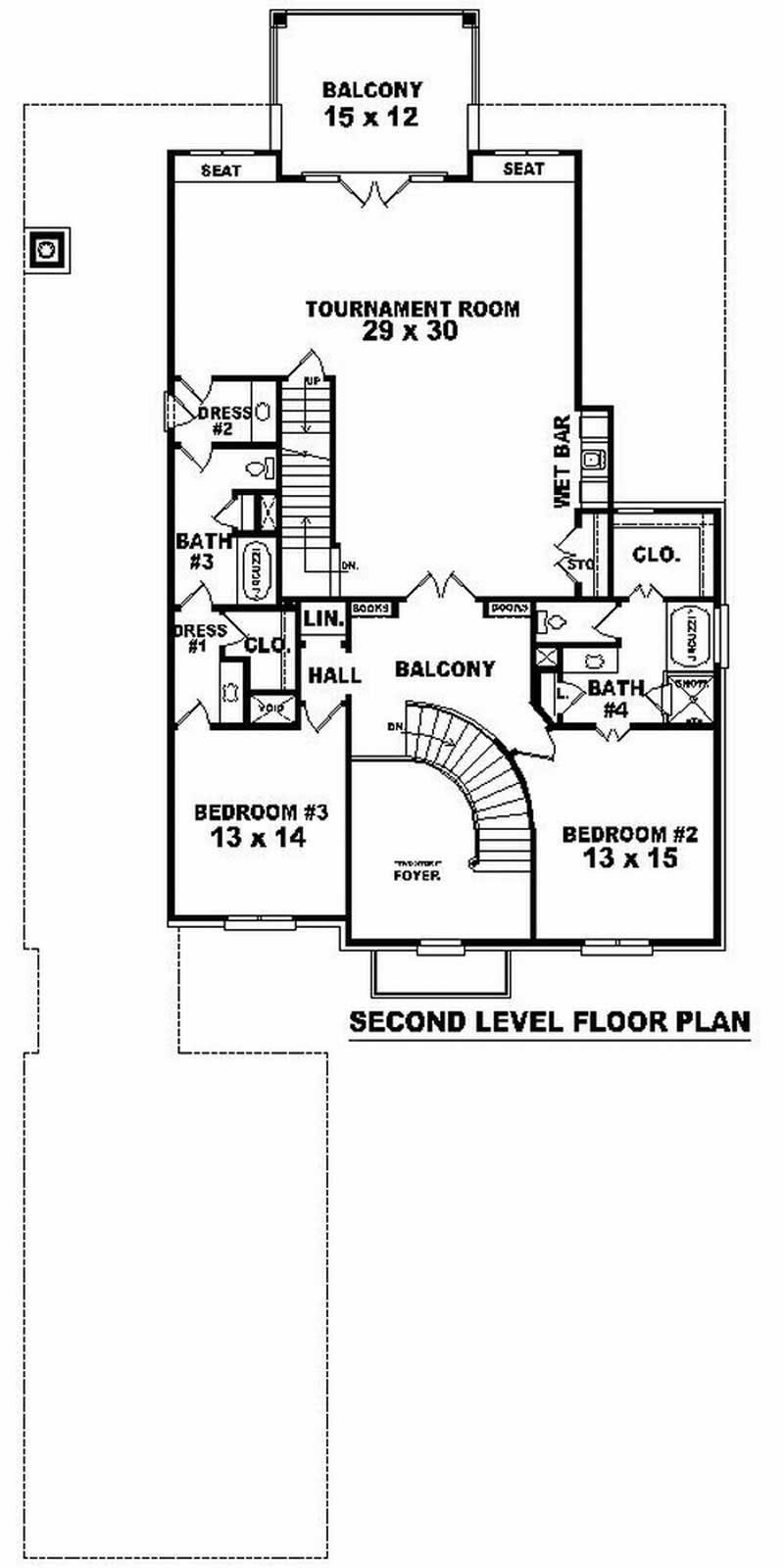 Floor Plan Second Story of Country Plan #170-2456