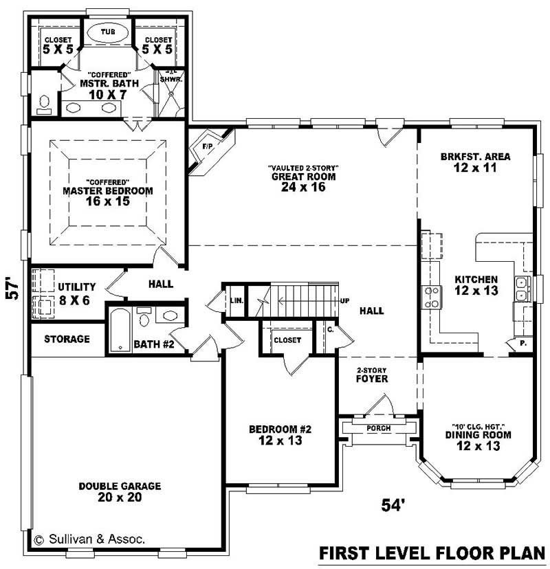 Floor Plan First Story of French Plan #170-2461