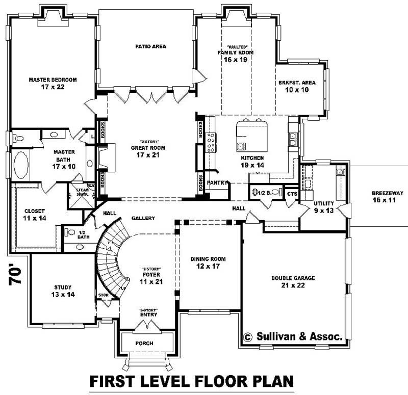 Floor Plan First Story of French Plan #170-2462
