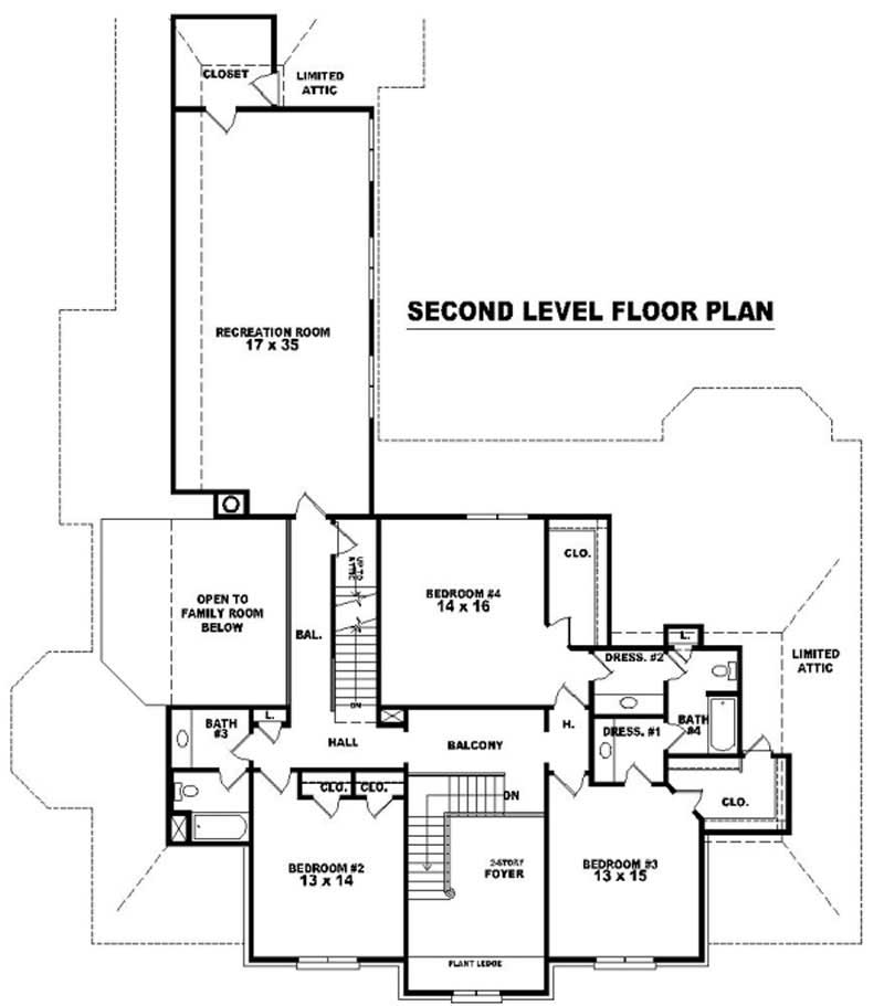 Floor Plan Second Story of French Plan #170-2465
