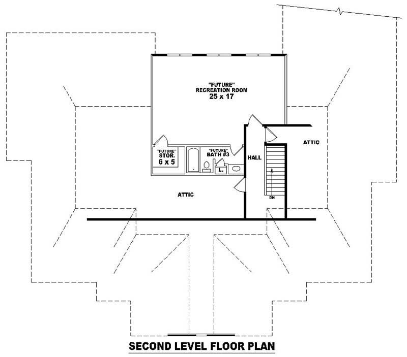 Floor Plan Second Story of French Plan #170-2466