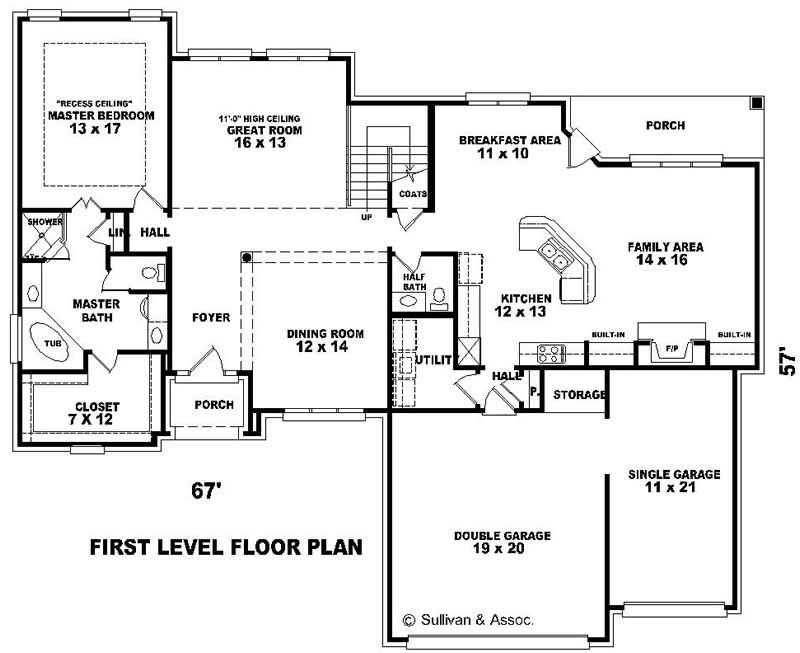 Floor Plan First Story of French Plan #170-2481