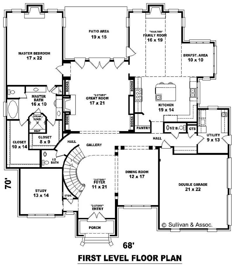 Floor Plan First Story of French Plan #170-2490