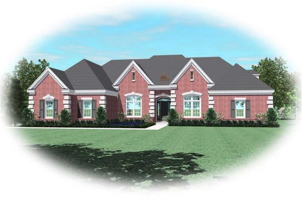 Front view of Country home (ThePlanCollection: House Plan #170-2491)