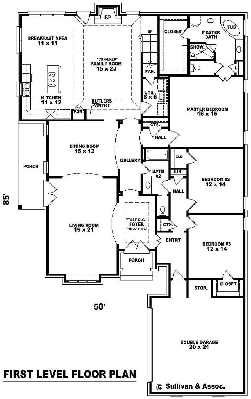 Floor Plan First Story of French Plan #170-2498