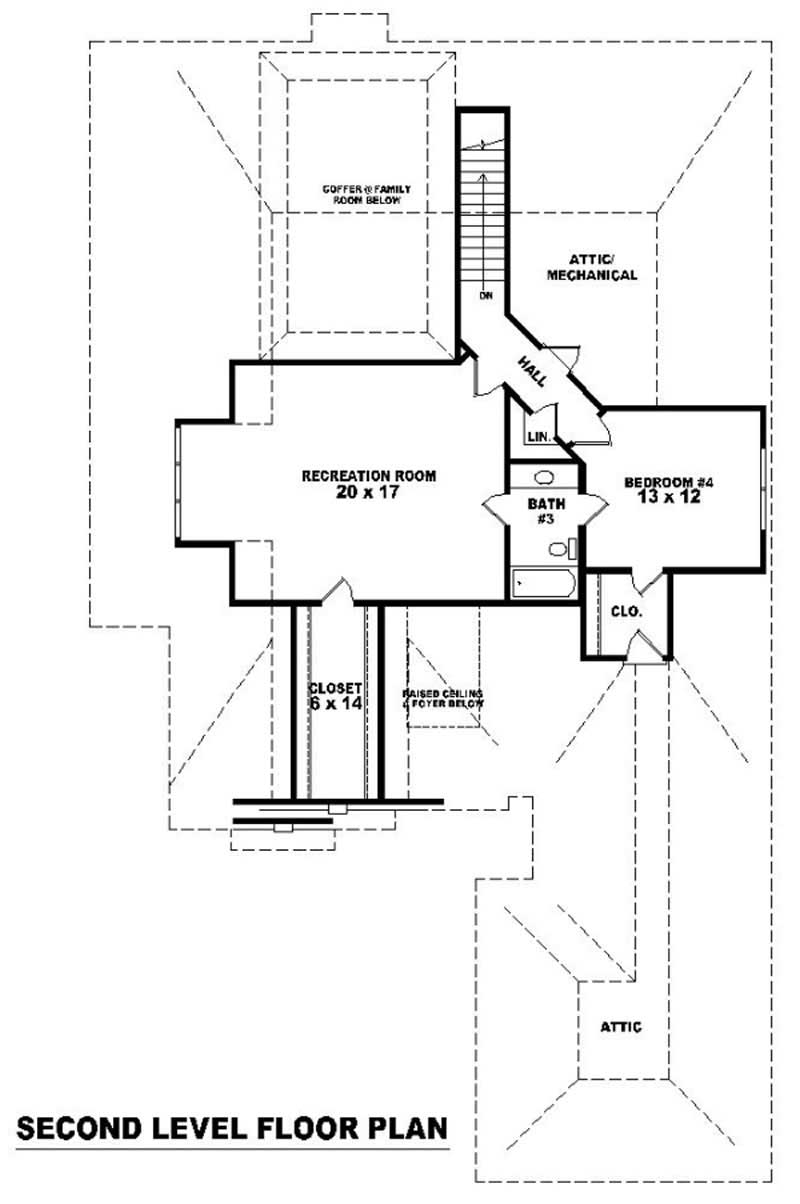 Floor Plan Second Story of French Plan #170-2498