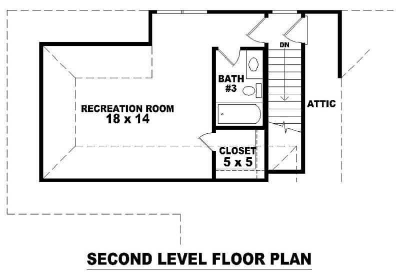 Floor Plan Second Story of French Plan #170-2499