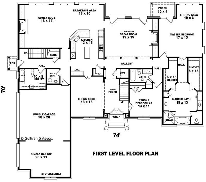 Floor Plan First Story of French Plan #170-2503
