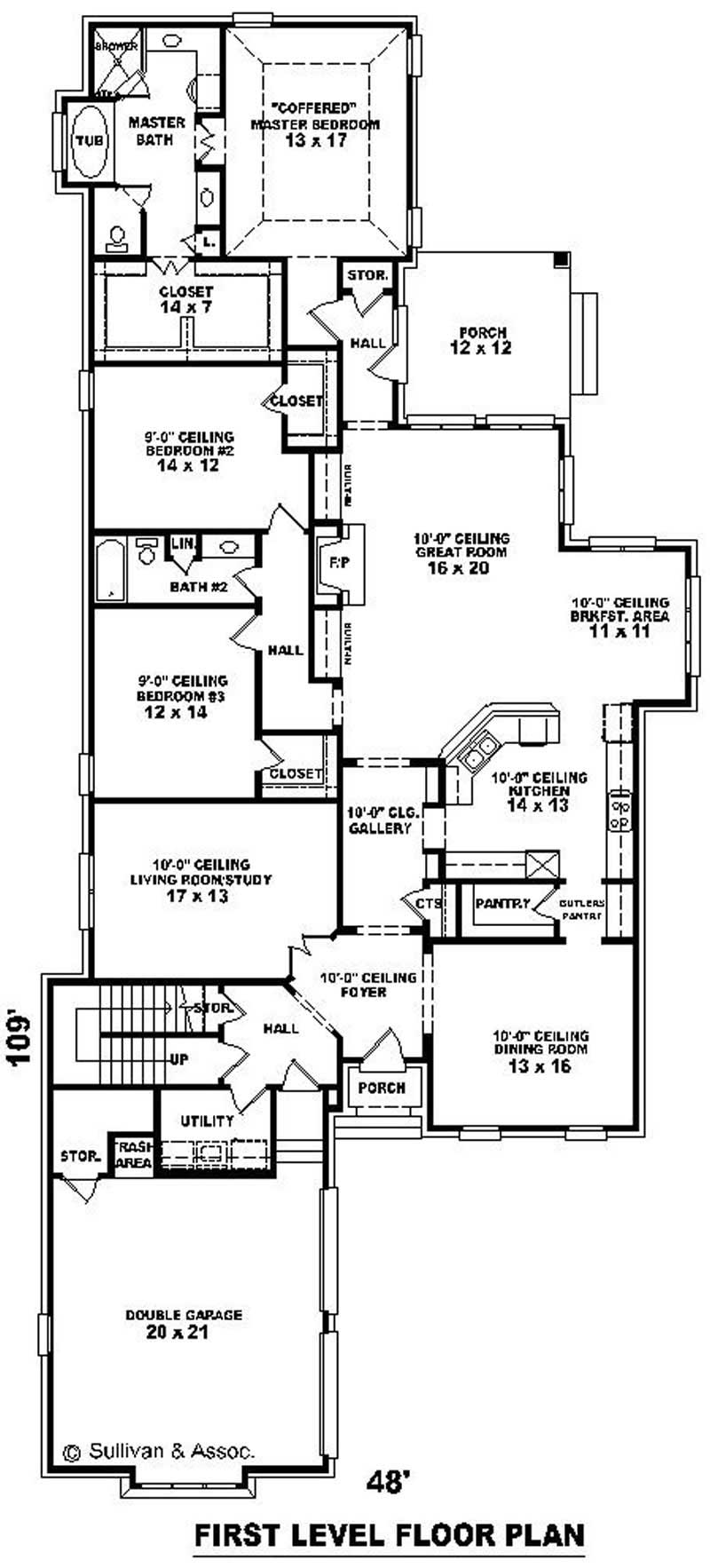 Floor Plan First Story of French Plan #170-2505