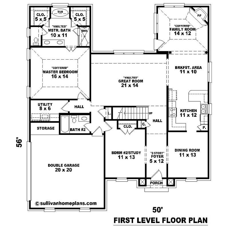 Floor Plan First Story of Southern Plan #170-2506