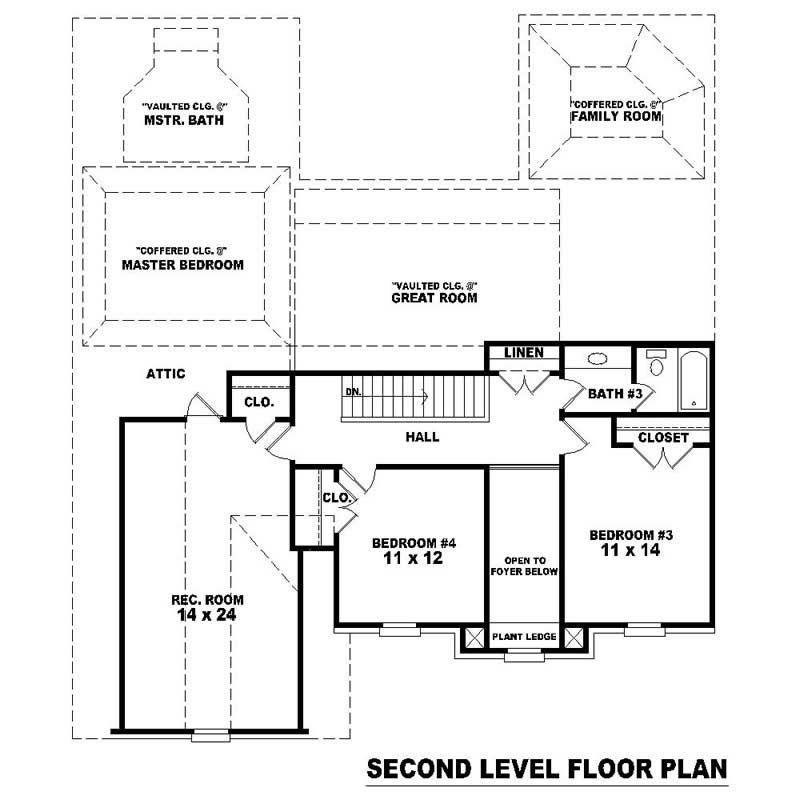 Floor Plan Second Story of Southern Plan #170-2506