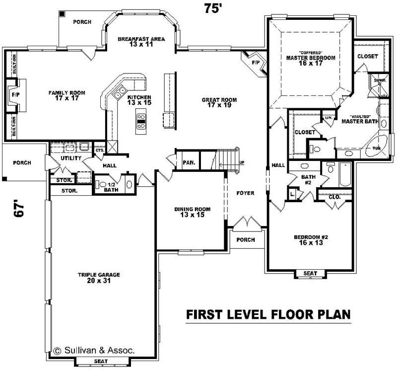 Floor Plan First Story of French Plan #170-2507