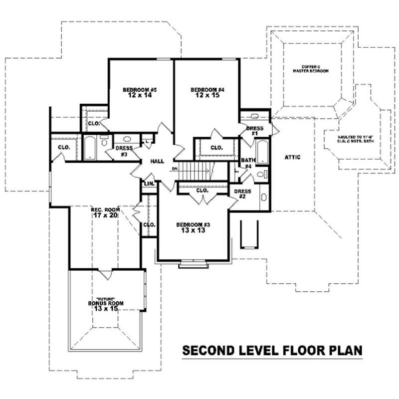 Floor Plan Second Story of French Plan #170-2507