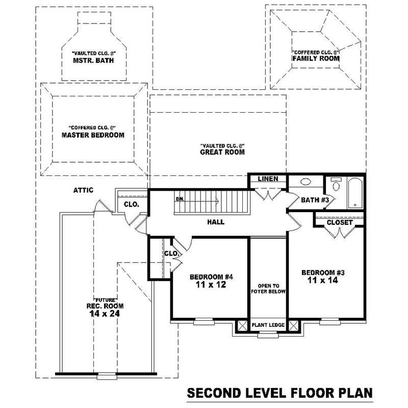 Floor Plan Second Story of Southern Plan #170-2513