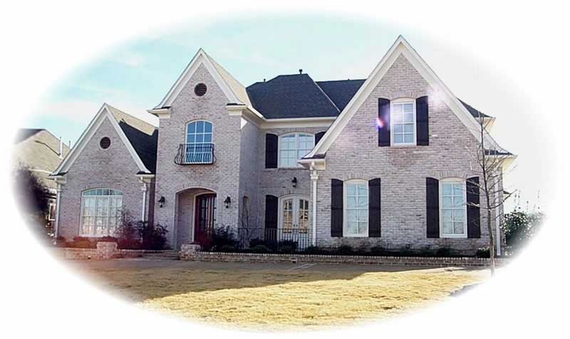 Front view of French home (ThePlanCollection: House Plan #170-2514)