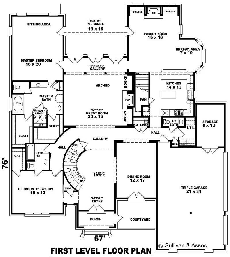 Floor Plan First Story of French Plan #170-2514