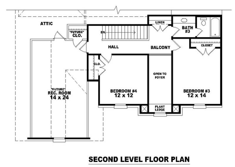 Floor Plan Second Story of Traditional Plan #170-2518