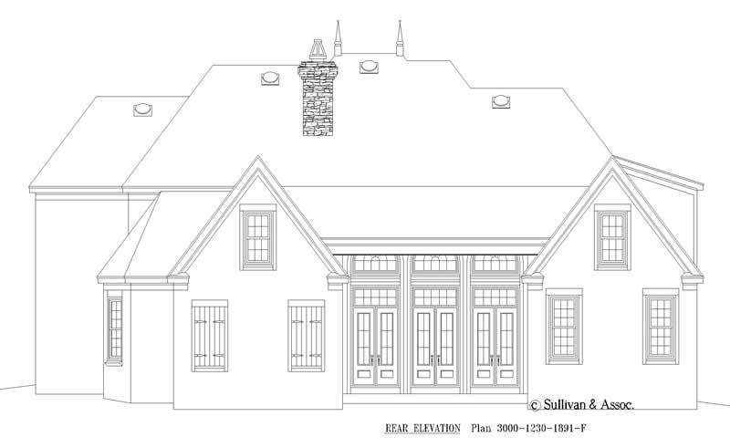 Home Plan Rear Elevation of this 4-Bedroom,4260 Sq Ft Plan -170-2521