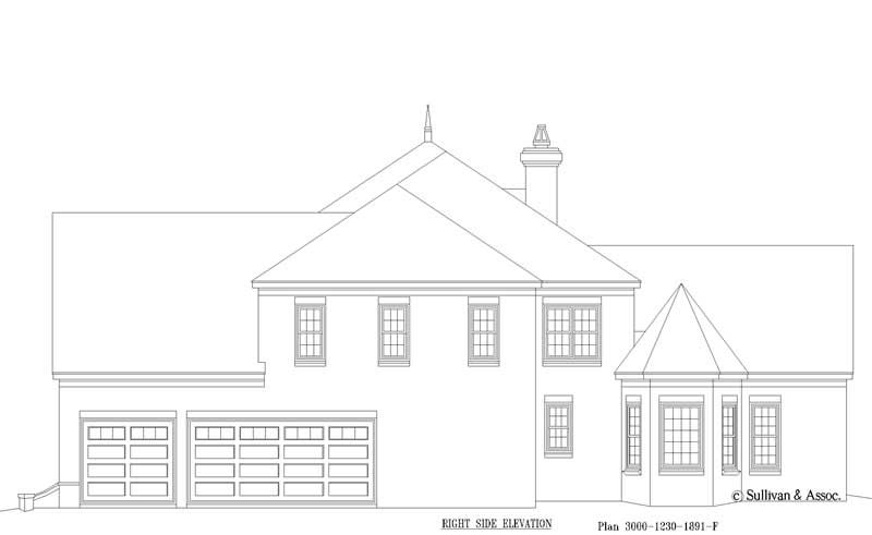 Home Plan Right Elevation of this 4-Bedroom,4260 Sq Ft Plan -170-2521