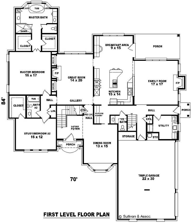 Floor Plan First Story of French Plan #170-2524