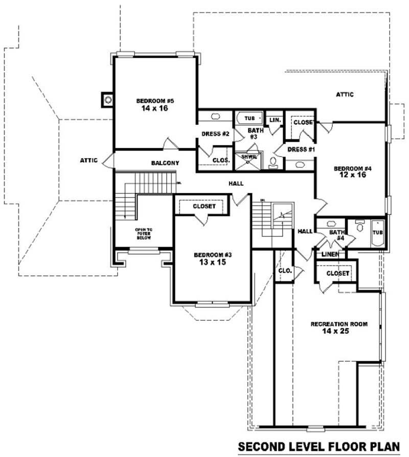 Floor Plan Second Story of French Plan #170-2524