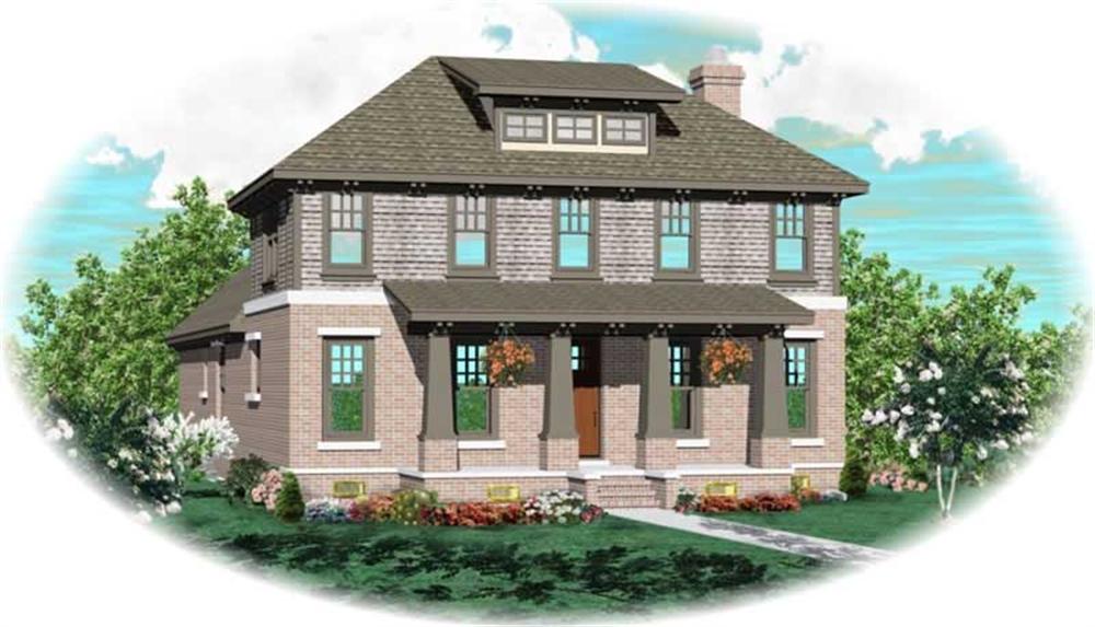 Front view of Craftsman home (ThePlanCollection: House Plan #170-2539)