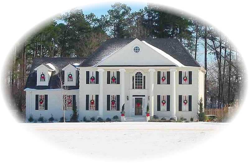 Front view of Colonial home (ThePlanCollection: House Plan #170-2548)