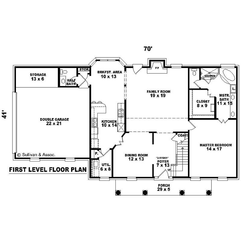 Floor Plan First Story of Colonial Plan #170-2548