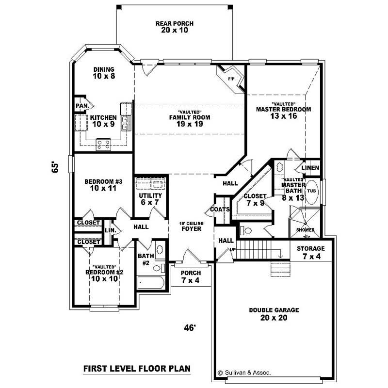 Floor Plan First Story of French Plan #170-2562