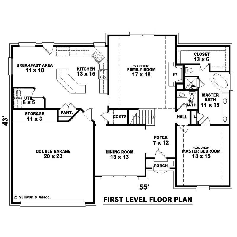 Floor Plan First Story of Country Plan #170-2565