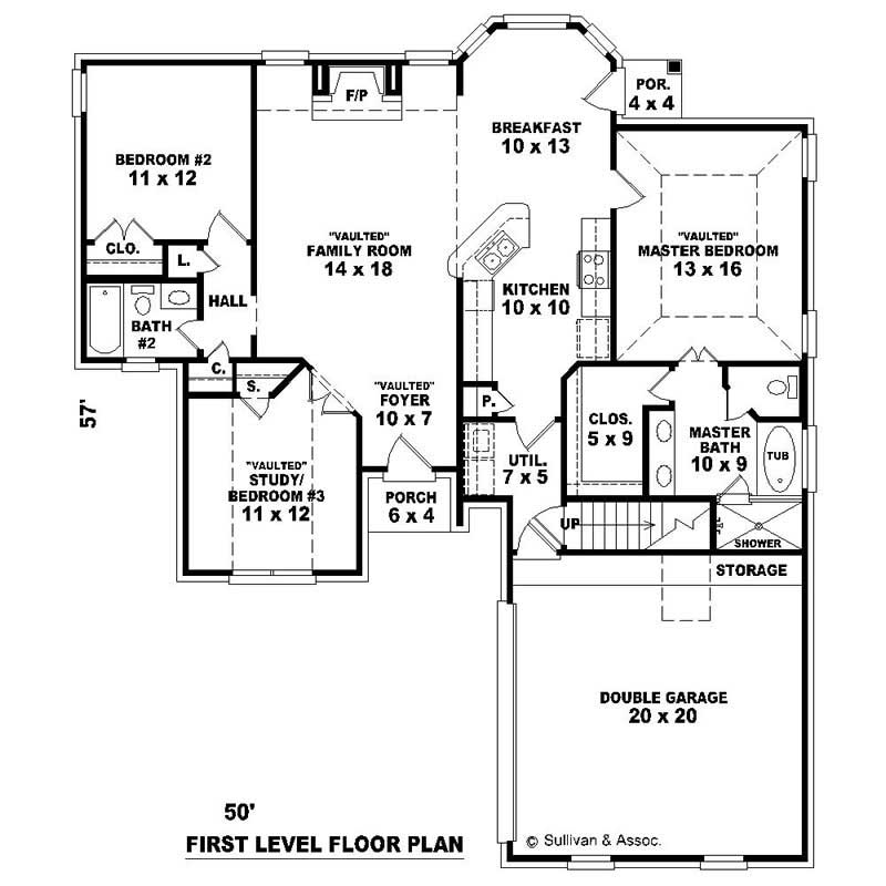 Floor Plan First Story of French Plan #170-2569
