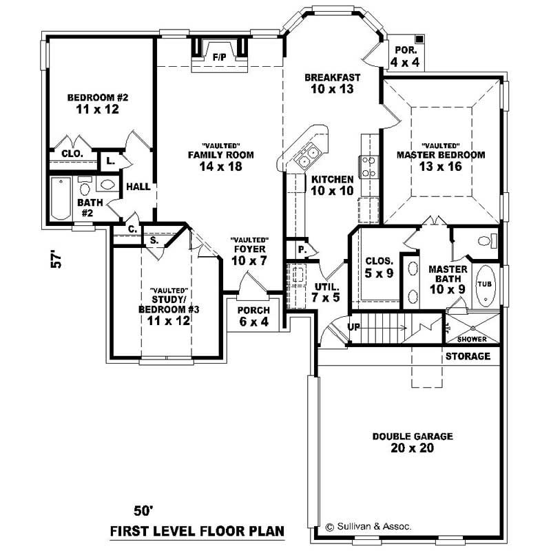 Floor Plan First Story of French Plan #170-2570