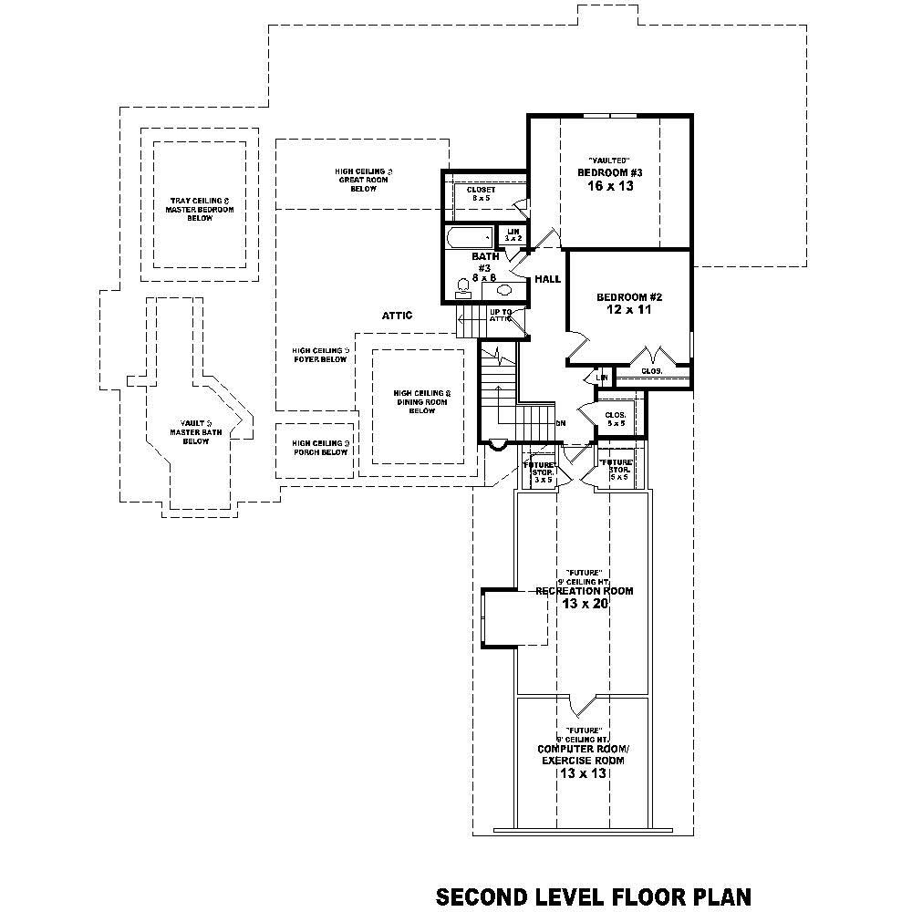 Floor Plan Second Story of Cape Cod Plan #170-2579