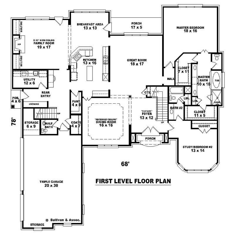 Floor Plan First Story of Country Plan #170-2588