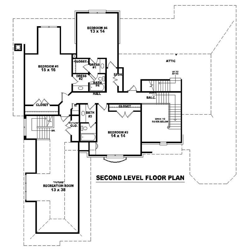 Floor Plan Second Story of Country Plan #170-2588