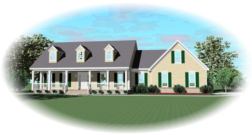 Front view of Cape Cod home (ThePlanCollection: House Plan #170-2593)