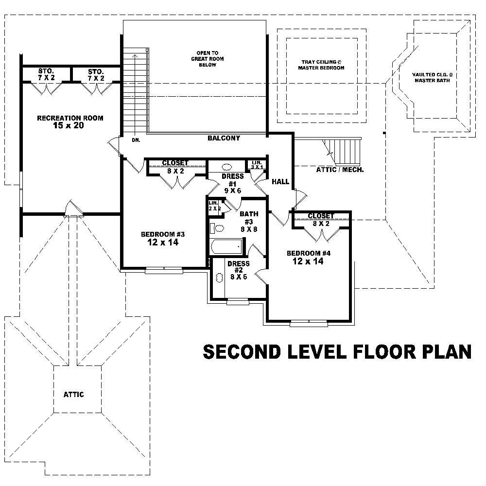 Floor Plan Second Story of Country Plan #170-2596
