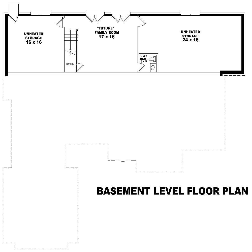 Floor Plan Basement of Country Plan #170-2597