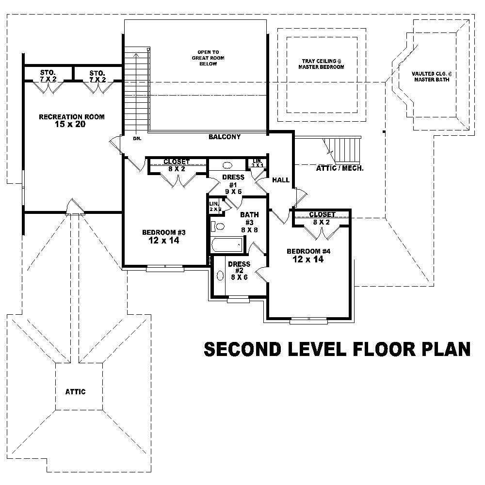 Floor Plan Second Story of Country Plan #170-2599