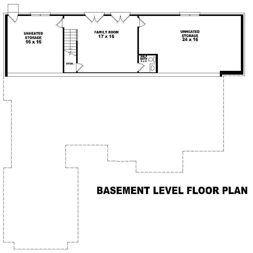 Floor Plan Basement of Country Plan #170-2599