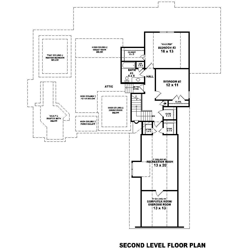 Floor Plan Second Story of Cape Cod Plan #170-2621