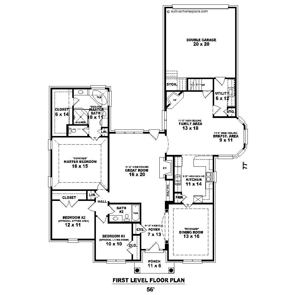 Floor Plan First Story of Cape Cod Plan #170-2628